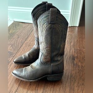 FRYE Billy Pull On Deco Stitch Leather Cowboy Boots 8.5 Western Riding